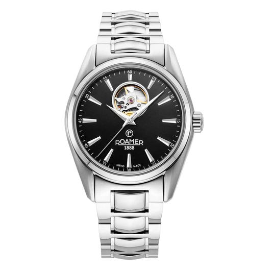 Roamer Searock Master 984985 41 85 20 Automatic Black Dial Stainless Steel Bracelet Men's Watch