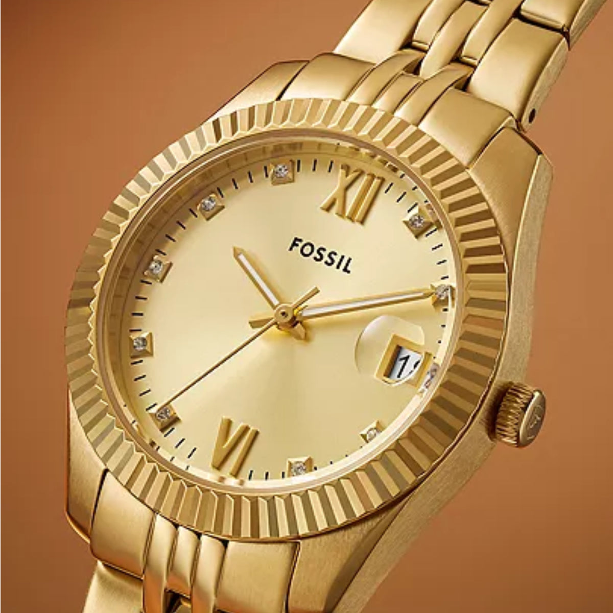 Fossil ES5338 Scarlette Three-Hand Date Gold-Tone Stainless Steel Watc ...