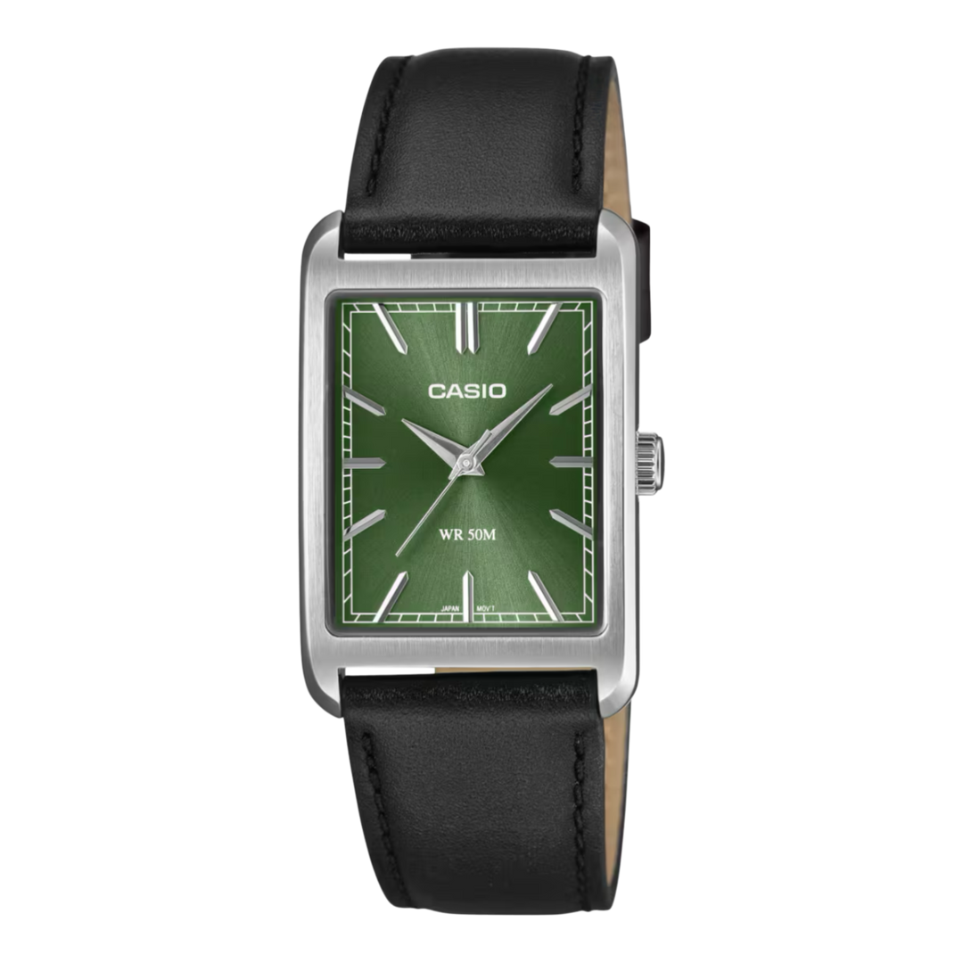 Casio Standard MTP-B215L-3AV Analogue Quartz Green Dial Leather Strap Men’s Watch