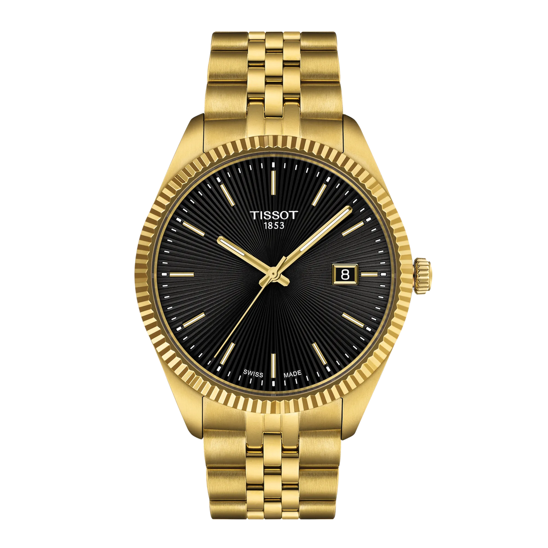 Tissot T1564103305100 Ballade 40mm Black Guilloché Dial / Gold PVD Stainless Steel Bracelet Men's Watch