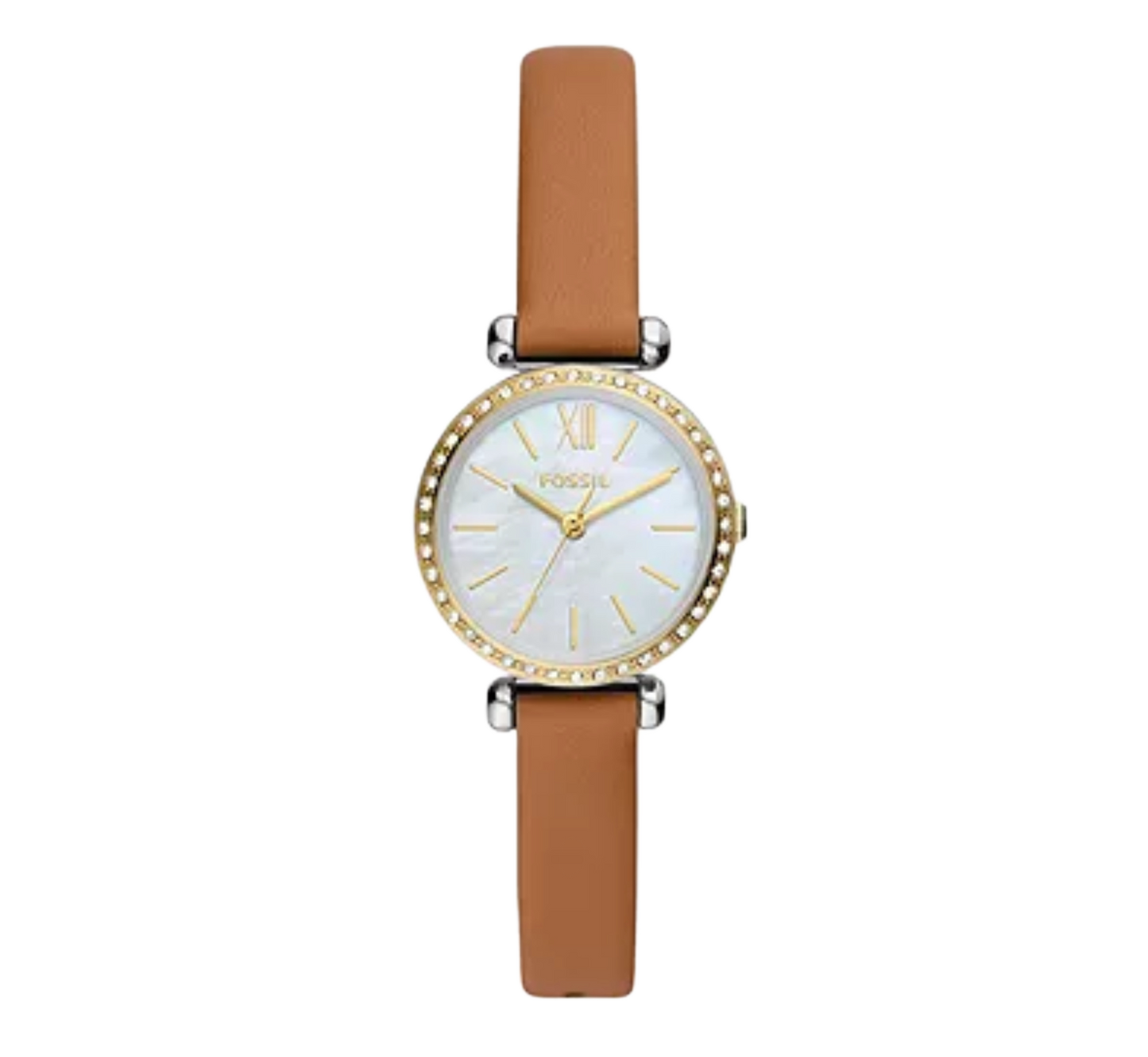 Fossil Tillie BQ3900 Mini Three-Hand Gold-Tone Leather Strap Women's Watch