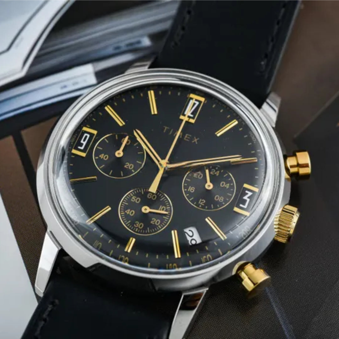Timex Marlin TW2W51500 Quartz Chronograph (40mm) Grey Sunray Dial / Caramel Black Leather Strap
Men’s Watch