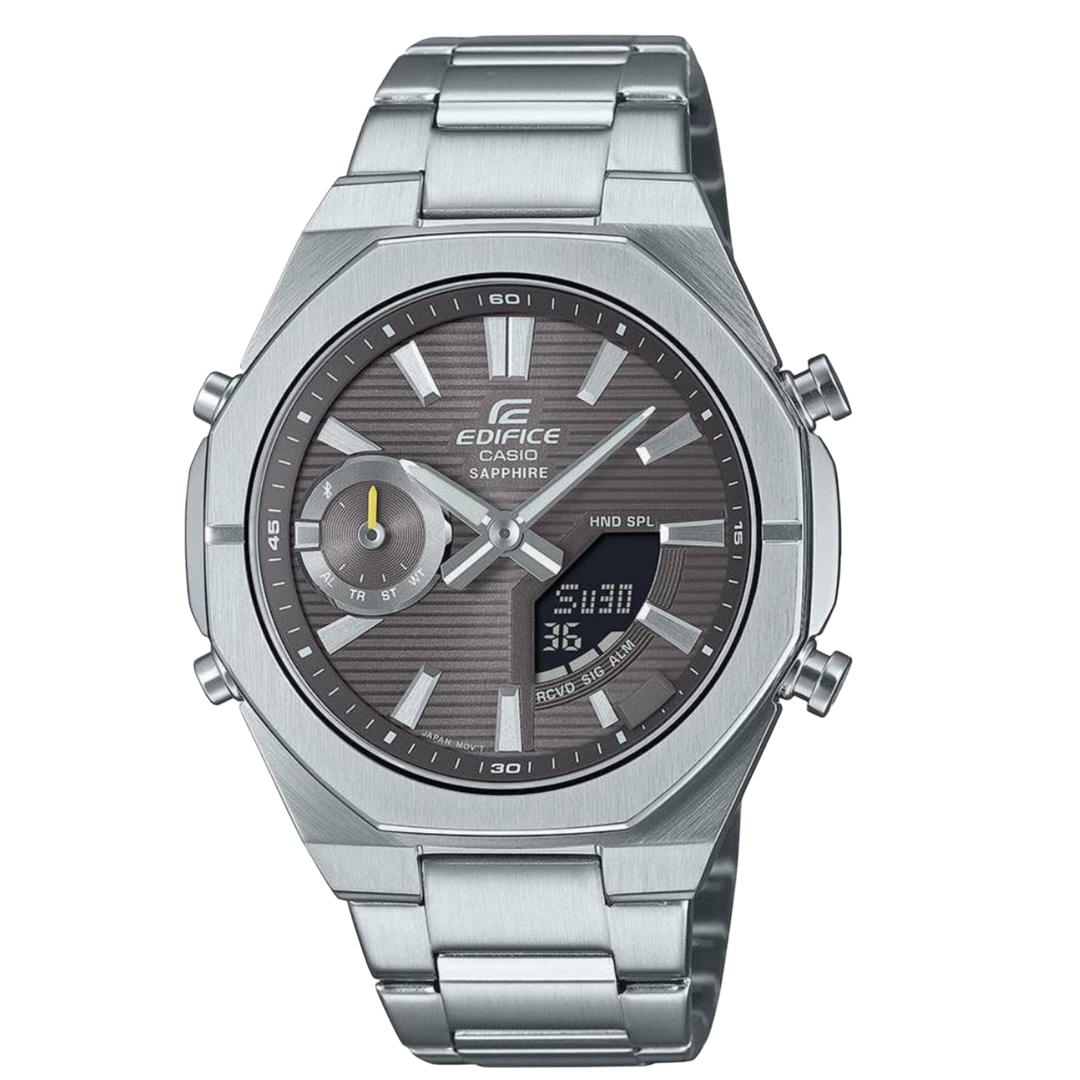 Casio EDIFICE Bluetooth ECB-S10D-8ADF Dual-Display (43mm) Grey Dial / Stainless Steel Bracelet Men's Watch