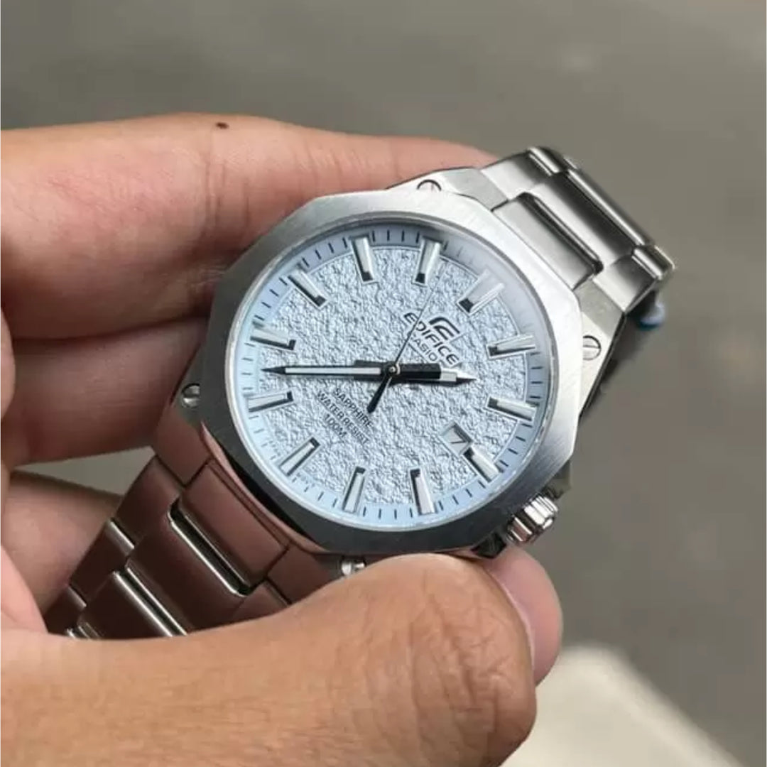 Casio Edifice EFR-S108DE-2AV Slim (39.9mm) Textured Ice Blue Dial / Stainless Steel  Sapphire Crystal Men's Watch