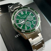 Armani Exchange AX1957 44mm Green Chronograph Dial Stainless Steel Bracelet Men's Watch