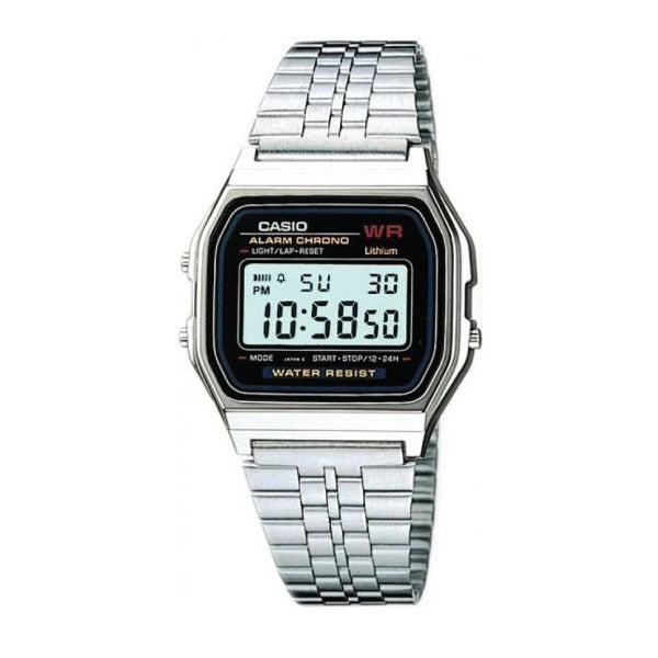 Casio A159WA-N1DF Digital Alarm Chrono Stainless Steel Men's Watch - mzwatcheslk srilanka