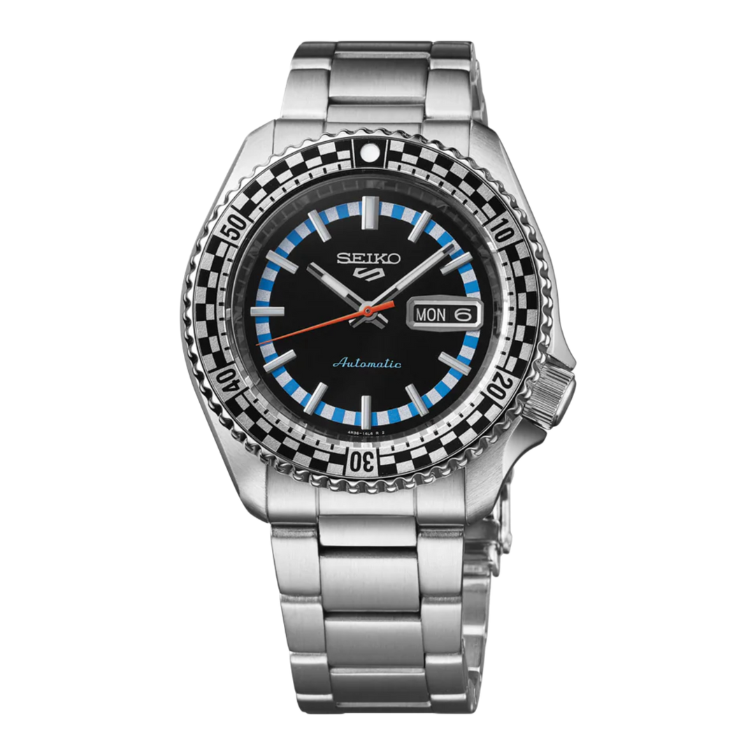 Seiko 5 Sports SRPK67K1 Black & White ‘Checker Flag’ Special Edition   Men's Watch