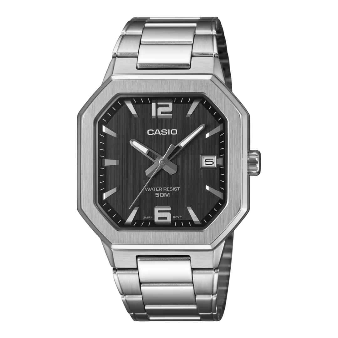Casio Standard MTP-B195D-1AV Analogue Quartz Black Dial Polished Steel Strap Men’s Watch