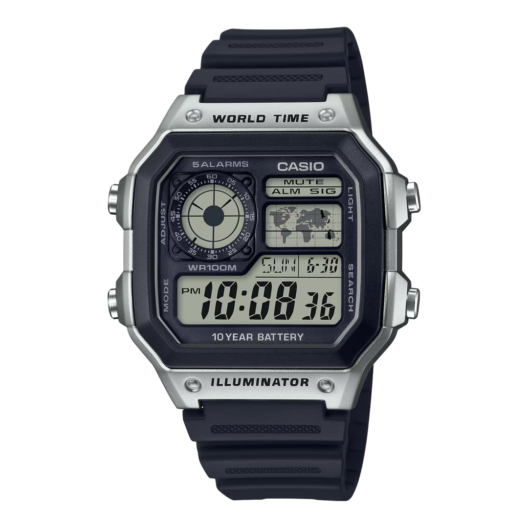 Casio ‘Royale’ AE-1200WH-1CVEF Digital Multifunction World Timer Resin Strap Men’s Watch