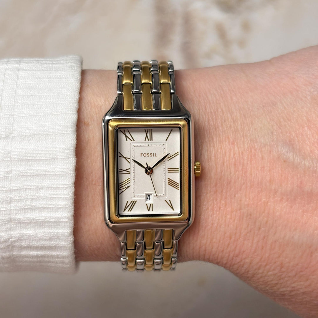 Fossil Raquel (23mm) ES5368 Silver Dial / Two-Tone Stainless Steel Bracelet Women's Watch