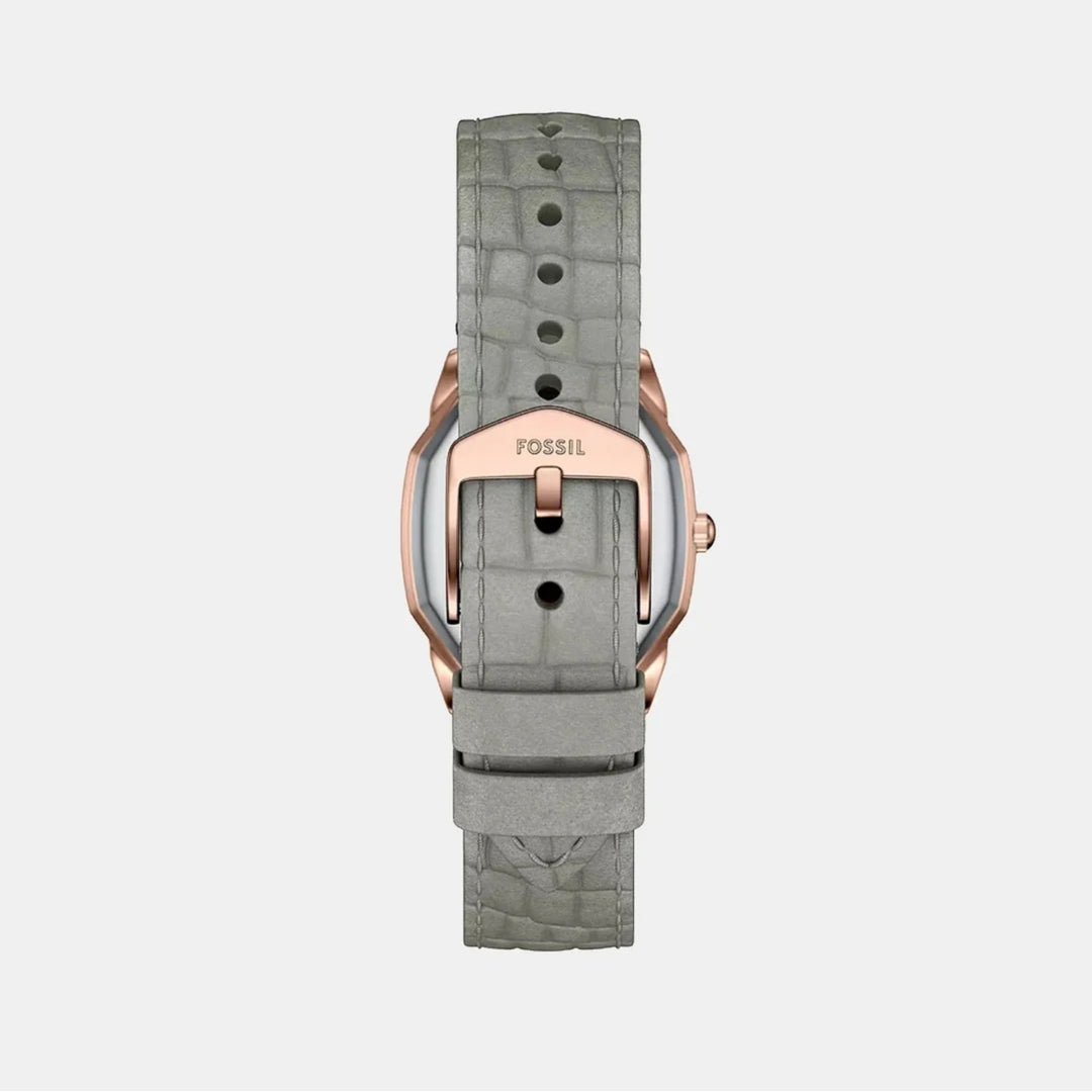 Fossil ES5435 Harlow (27mm) White Dial / Rose Gold-Tone Gray Croco Leather Strap Women's Watch
