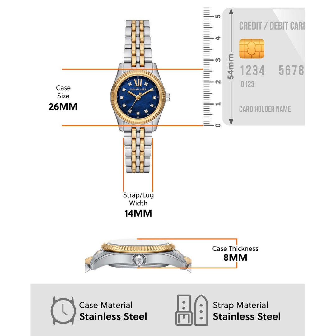 Michael Kors MK4865 Lexington Pavé (26mm) Blue Dial / Two Tone Stainless Steel Bracelet Women's Watch
