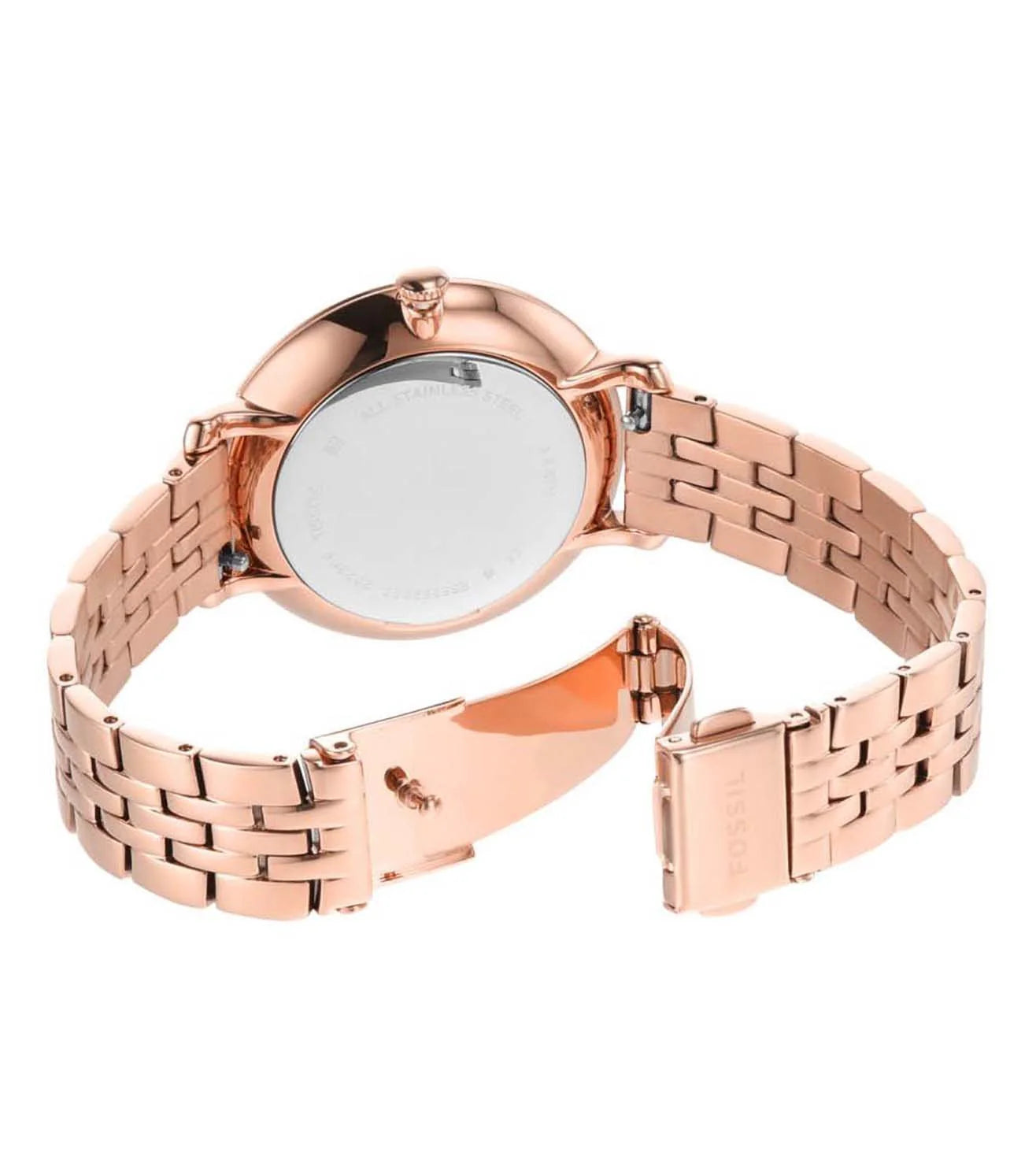 Fossil Jacqueline Stainless Steel Rose Gold Tone Dial Quartz ES5252SET Women's Watch With Gift Set