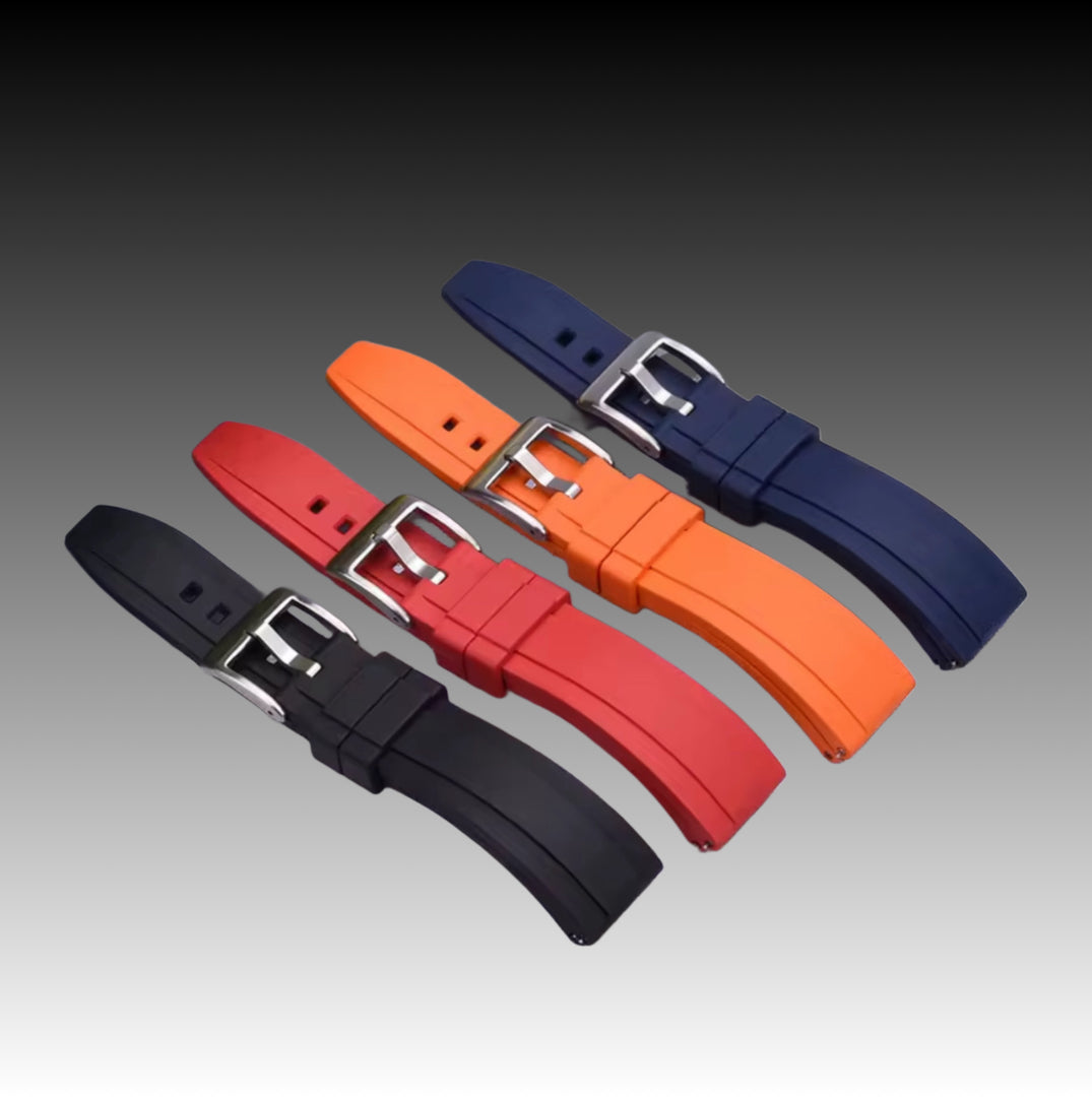 22mm Black Premium Vulcanized FKM Rubber Strap Quick Release Watchband for Seiko and other Divers