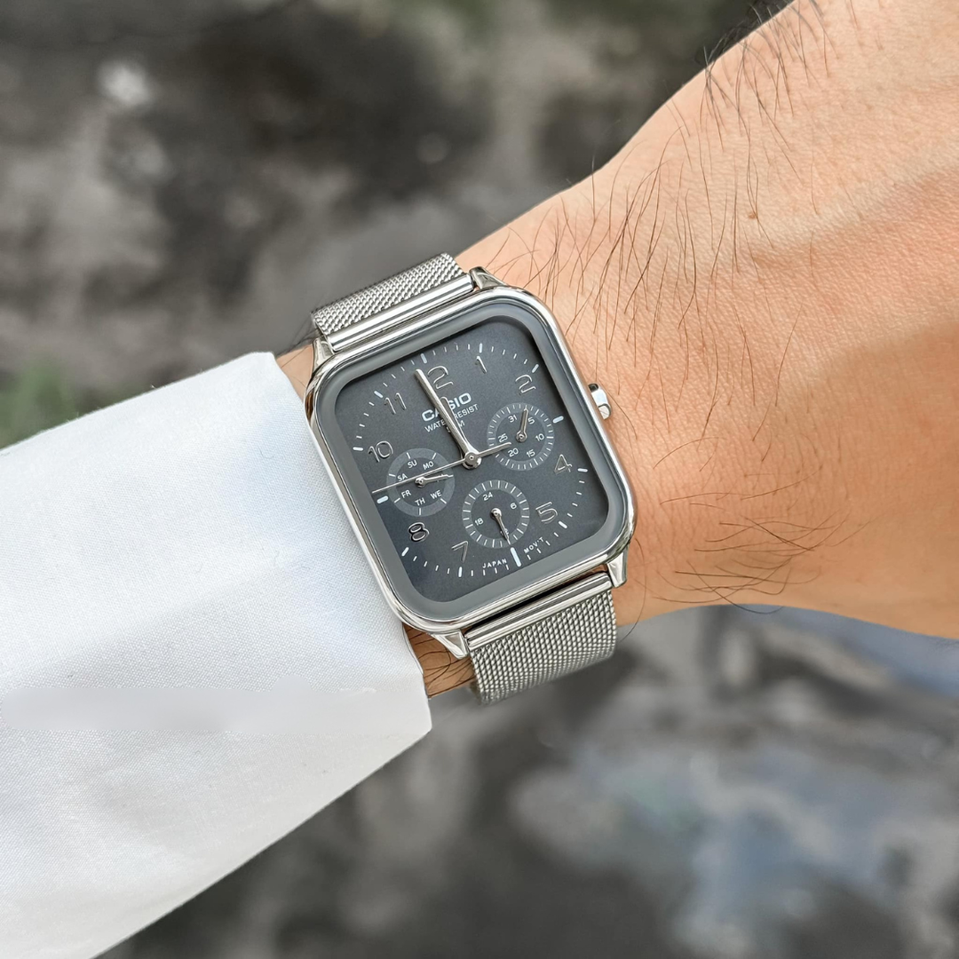 Casio Classic Analog Multi-Dial MTP-M306M-8A Grey Dial Stainless Steel Men's Watch