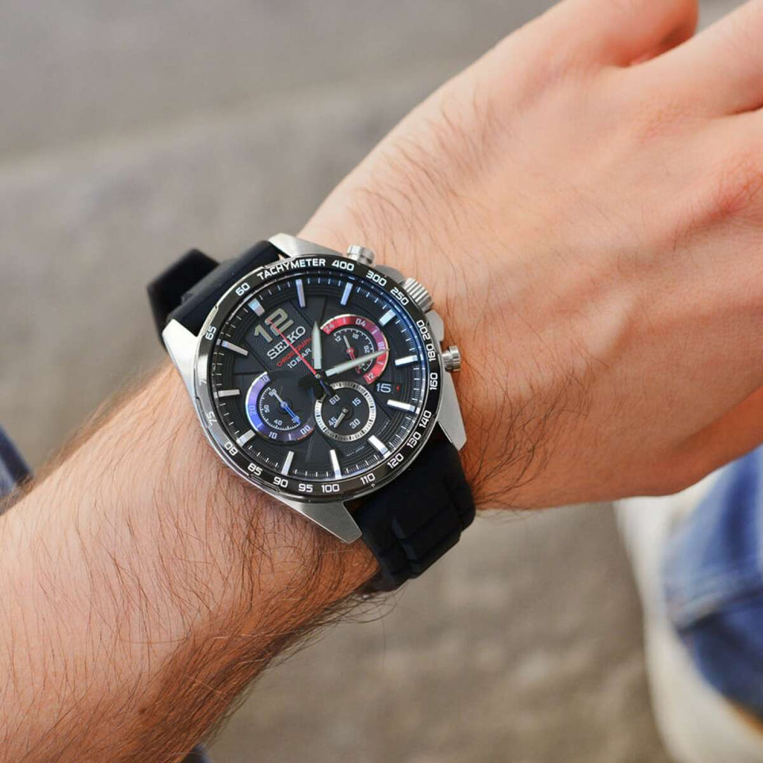 Seiko Essentials SSB347P1 Chronograph Silicone Strap Men's Watch
