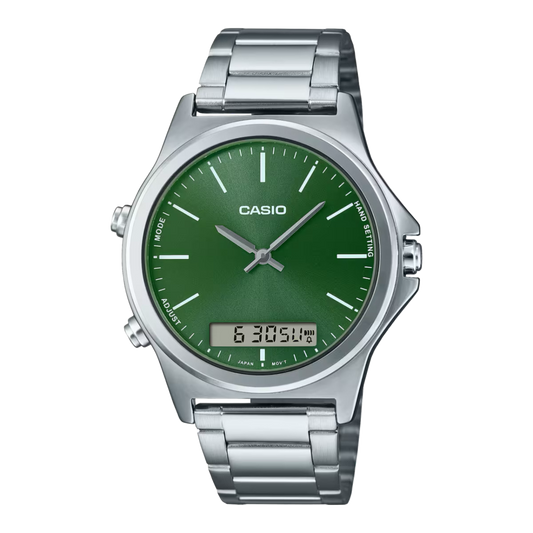 Casio Standard Dual Time Analogue MTP-VC01D-3EUDF Quartz Green Dial Men’s Watch