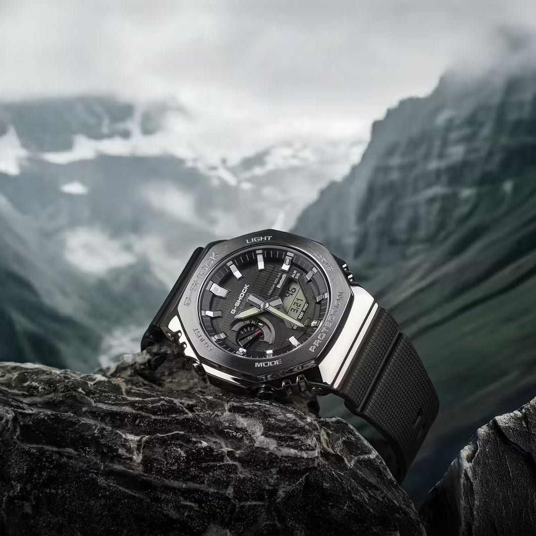 Casio G-Shock GBM-2100A-1A Bluetooth Tough Solar Metal Covered (44.4mm) Black Dial / Black Bio-Based Resin Strap Men's Watch
