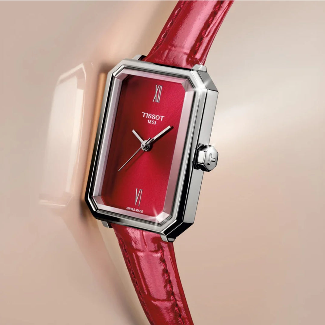 Tissot SRV Quartz (21.8mm) T1601101642300 Red Sunray Dial / Red Alligator Leather Strap Women's Watch