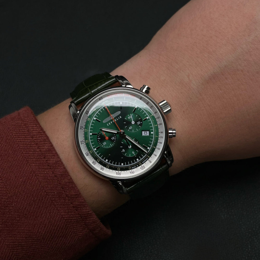 Zeppelin LZ 14 Marine Quartz Chronograph (42mm) Dark Green Dial / Dark Green Leather Strap
Men's Watch