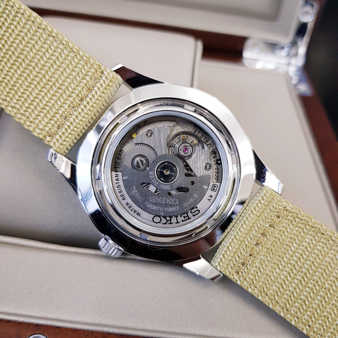 Seiko 5 Sports Military SNZG07K1  Nylon Strap Cream Dial Automatic Men's Watch