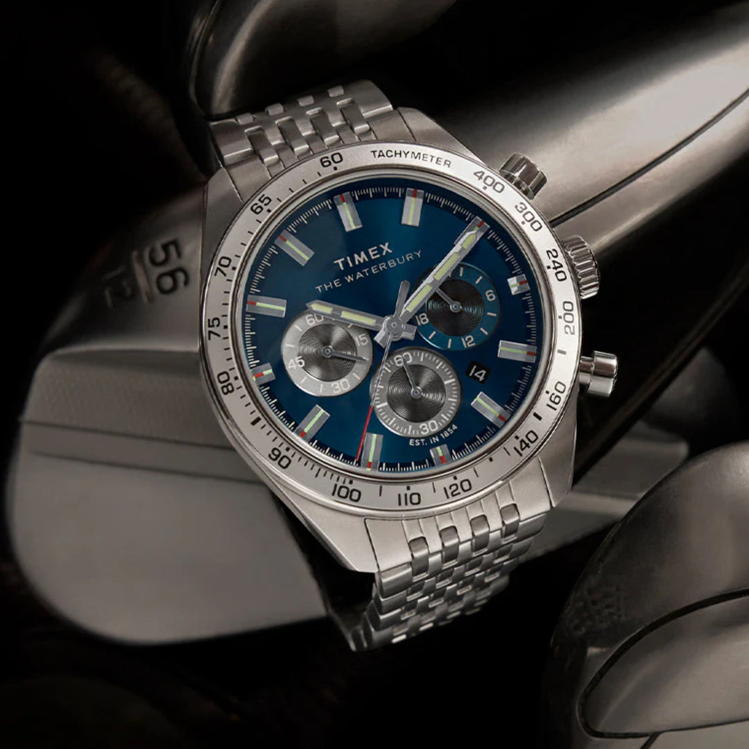 Timex Waterbury Traditional Chronograph TW2Y18500 (41mm) Blue Sunray Dial / Stainless Steel Bracelet Men's Watch