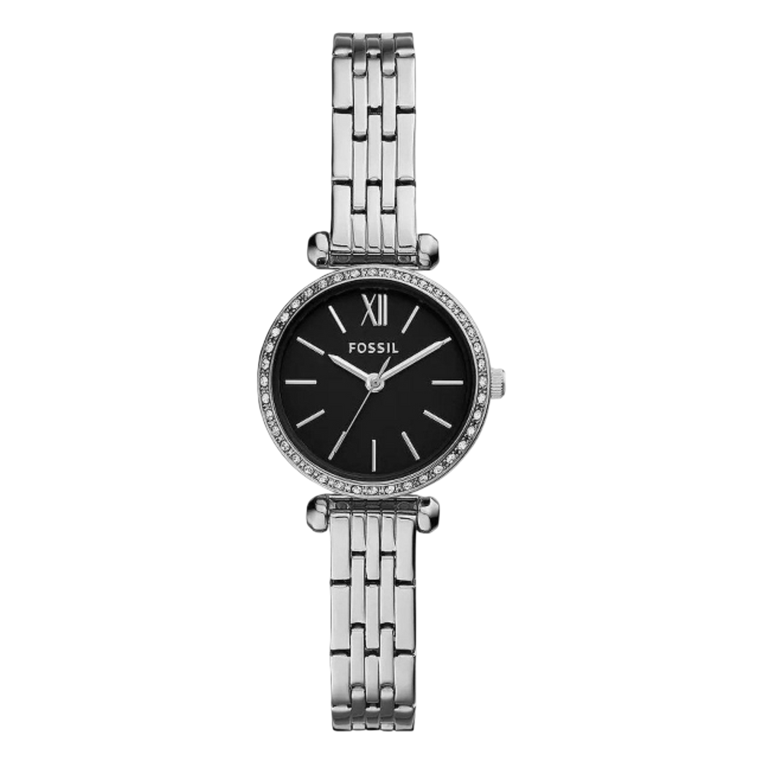 Fossil Tillie BQ3501 Mini Three-Hand Silver-Tone Stainless Steel Black Dial Women's Watch