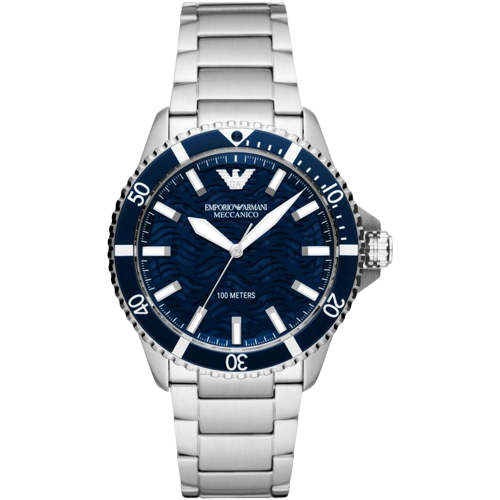 Emporio Armani AR60059 Blue Dial Blue Rigged Bezel Automatic Men's Watch