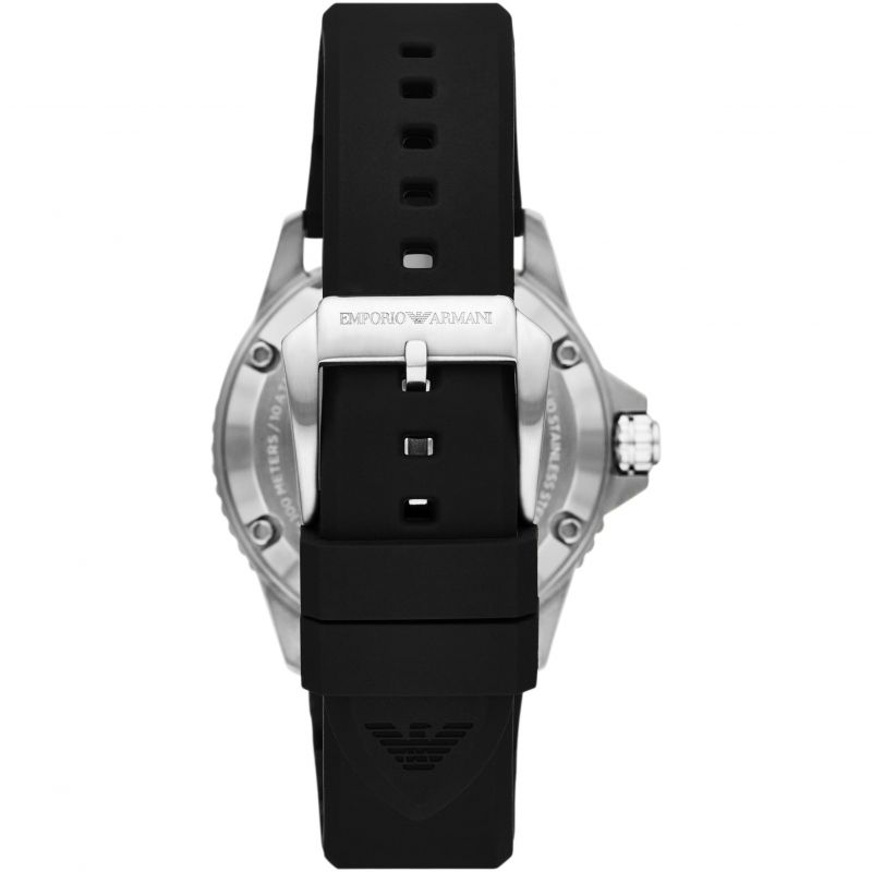 Emporio Armani AR60062 Automatic Cut Out Dial Black Silicone Strap Men's Watch