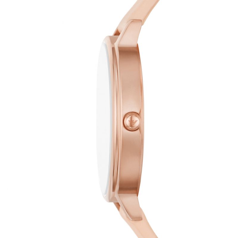 Emporio Armani AR80058 Giftset Pink Leather Strap Rose Gold Tone Bracelet Women's Watch