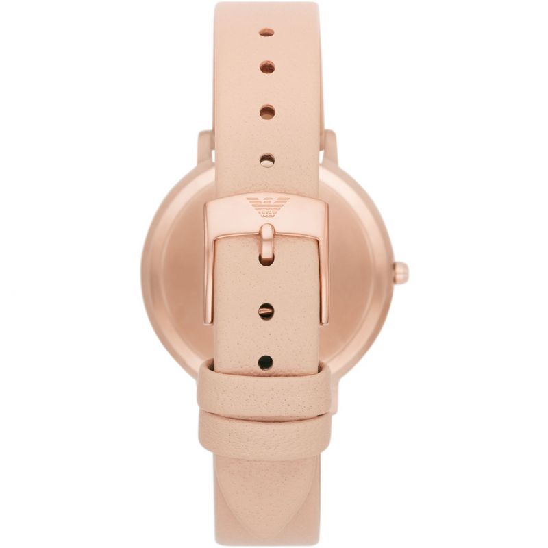 Emporio Armani AR80058 Giftset Pink Leather Strap Rose Gold Tone Bracelet Women's Watch