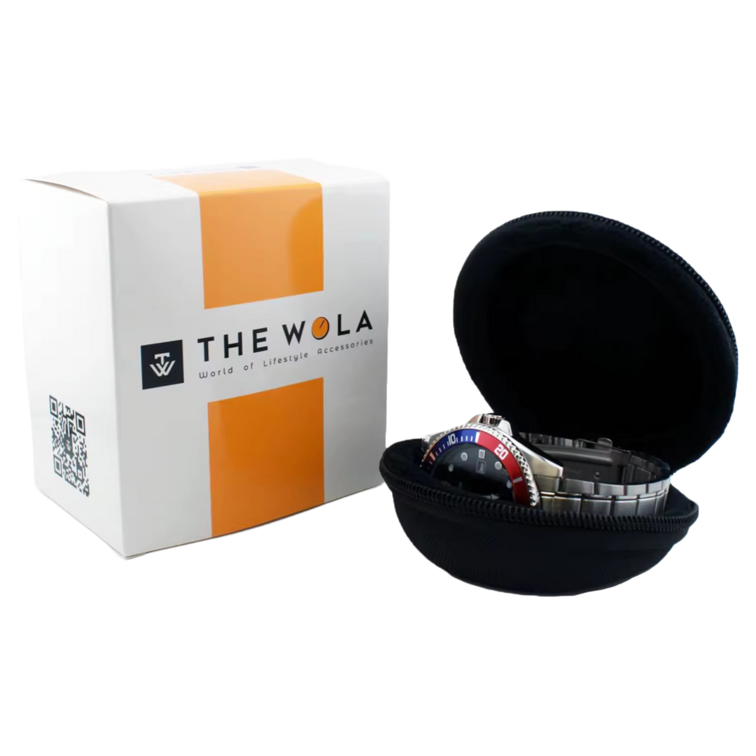 WOLA Round Hard Shell Watch Pouch with Zipper – Travel & Storage Case