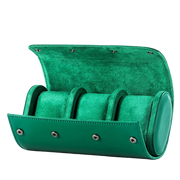 3 Slots  Luxury Green Watch Storage Box/ Roll Travel Case Chic Portable Vintage Leather