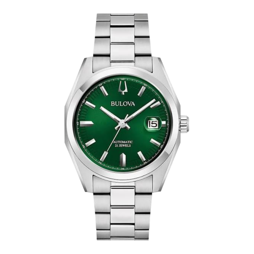 Bulova Surveyor (39mm) 96B429 Green Dial / Stainless Steel Bracelet Men's Watch