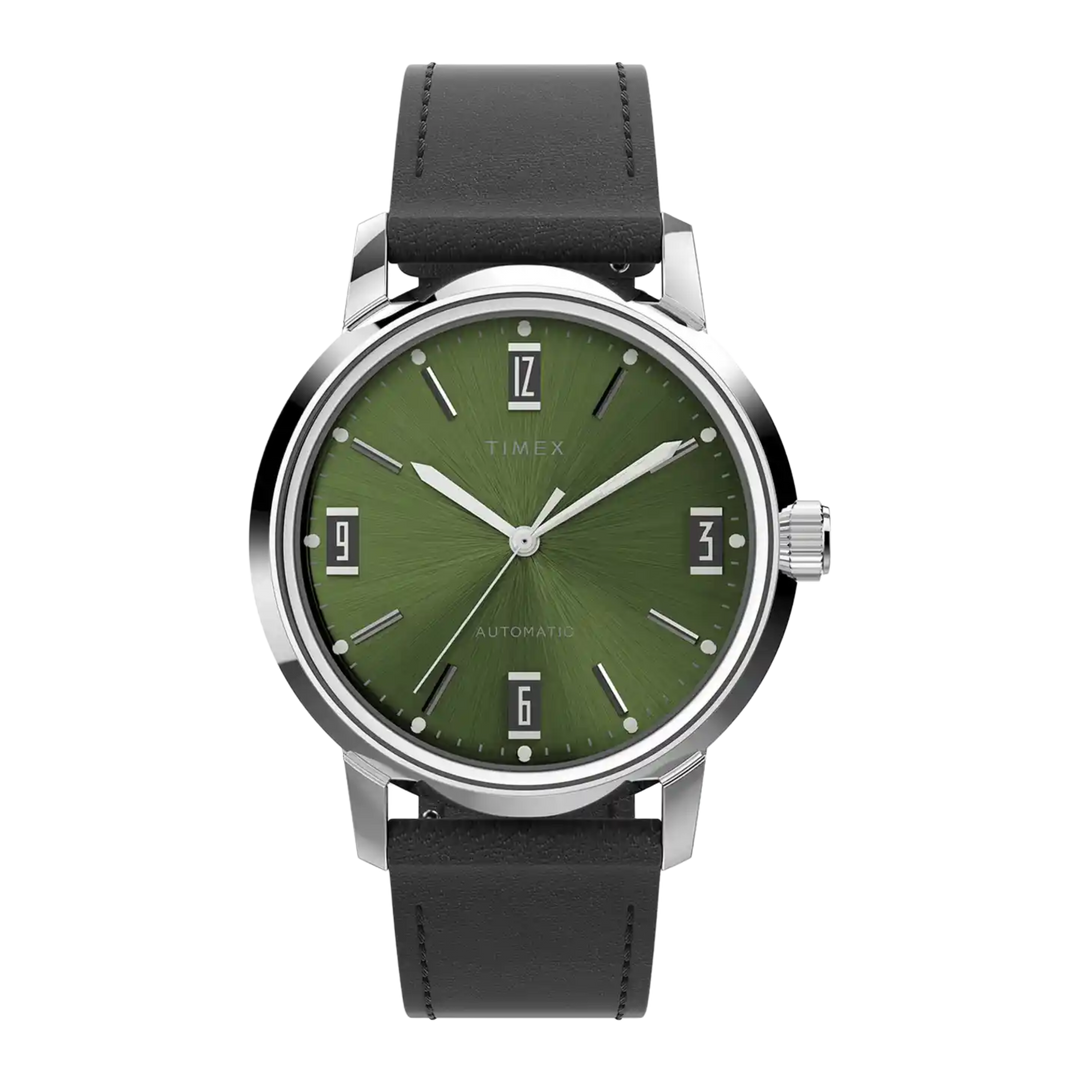 Timex Marlin TW2V44600 Automatic (40mm) Green Dial / Black Leather Strap Men’s Watch