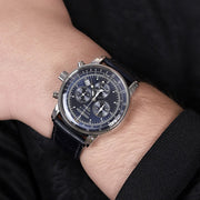 Zeppelin 100 Jahre Quartz 7680-3 Chronograph (42mm) Blue Dial / Blue Leather Strap Men’s Watch