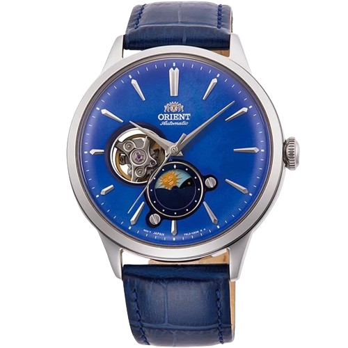 ORIENT RA-AS0103A Bambino Sun and Moon Classic Leather Strap Men's Watch