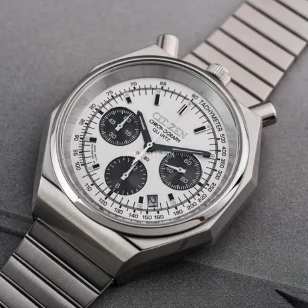 Citizen Tsuno AN3700-62A ‘Vintage style’ Chronograph Quartz Silver Dial Stainless Steel Bracelet Men’s Watch