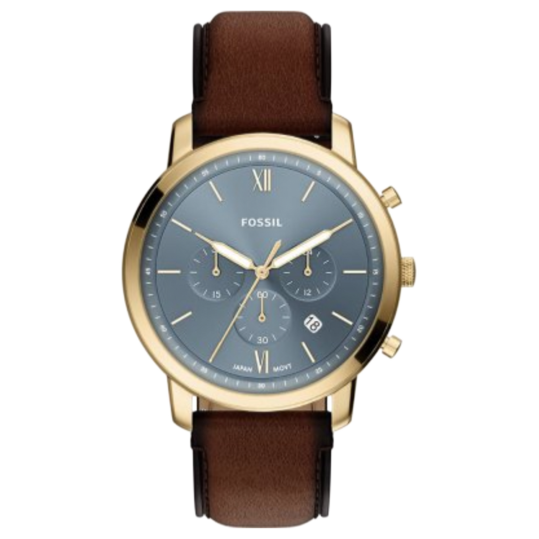 Fossil FS6162 Neutra (44mm) Chronograph Brown Leather Blue Dial Men's Watch