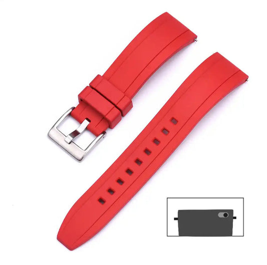 Premium Swiss Grade Vulcanized FKM (Flex) 22mm Red Rubber Strap Quick Release Watchband for Seiko and other Divers