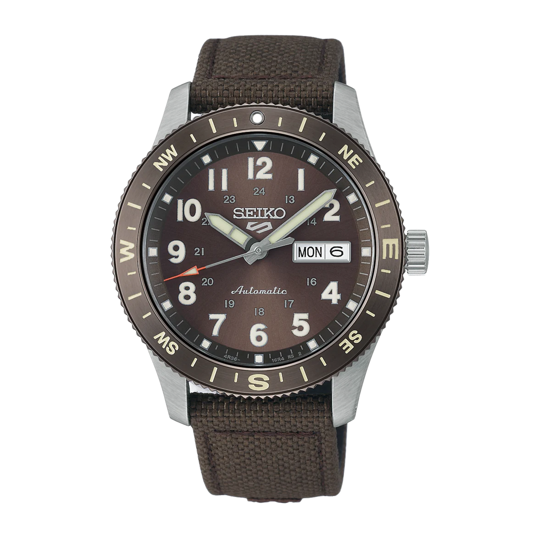 Seiko 5 Sports HDB009K1 Field In Coyote Brown (41mm) Brown Sunray Dial / Dark-Brown Nylon Strap Men’s Watch