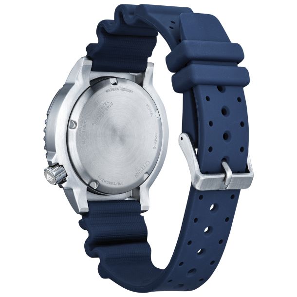 Citizen BN0169-03X Promaster Diver Eco Drive Orange Dial Blue Polyuret ...