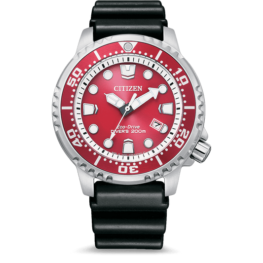 Citizen BN0159-15X Red Dial Polyrethane Black Strap Men’s Watch