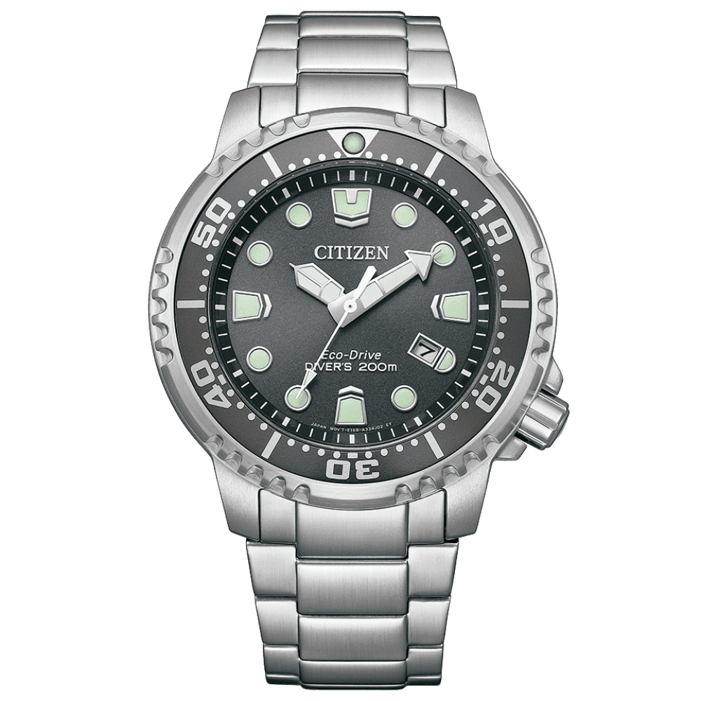 Citizen  BN0167-50H  Promaster Diver Eco Drive 44mm Grey Dial Stainless Steel Bracelet Men’s Watch