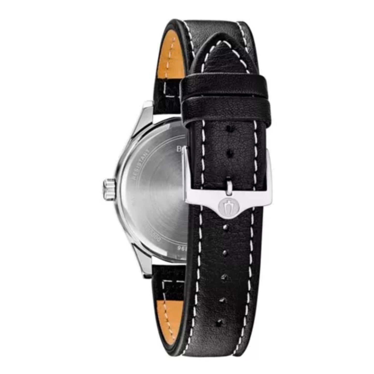 Bulova 96B299 Quartz Black Leather Band Arabic Markers Calendar Men’s Watch