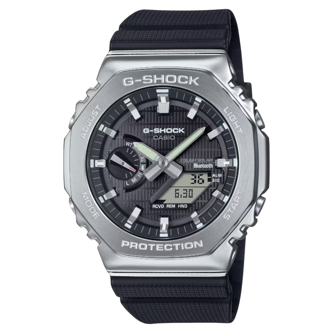 Casio G-Shock GBM-2100A-1A Bluetooth Tough Solar Metal Covered (44.4mm) Black Dial / Black Bio-Based Resin Strap Men's Watch