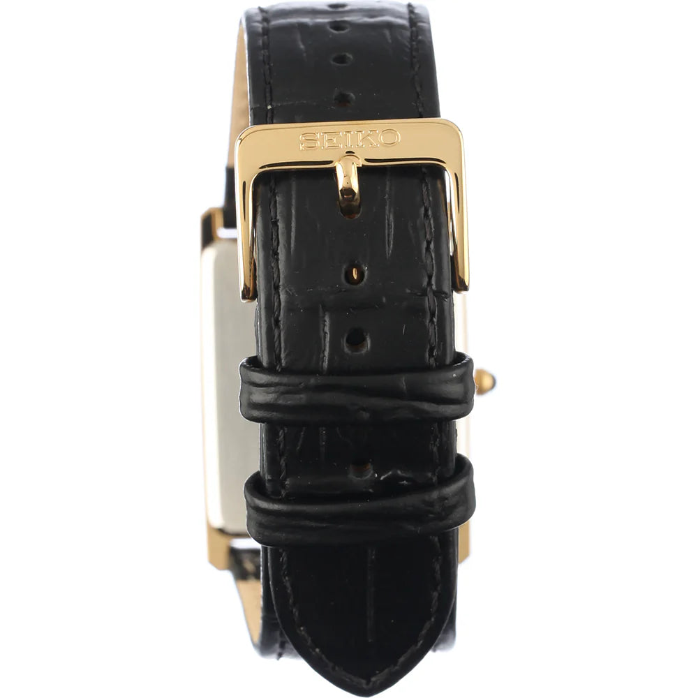 Seiko Essentials SWR054P1 Analog Gold Case Women's Leather Strap Watch