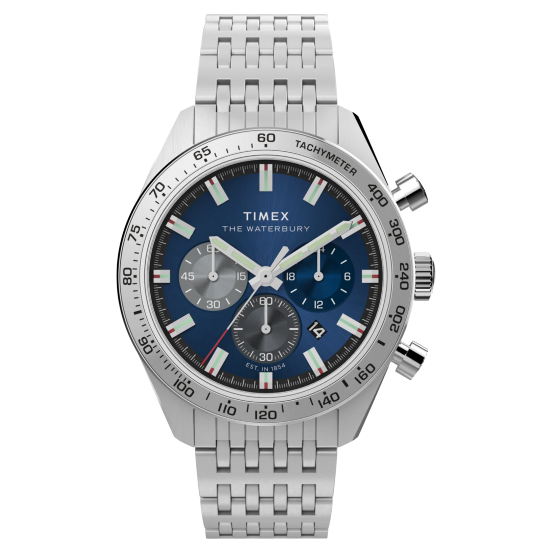 Timex Waterbury Traditional Chronograph TW2Y18500 (41mm) Blue Sunray Dial / Stainless Steel Bracelet Men's Watch