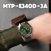 Casio Enticer MTP-E340D-3AVDF Olive Green Dial Analogue Quartz Stainless Steel Men's Watch