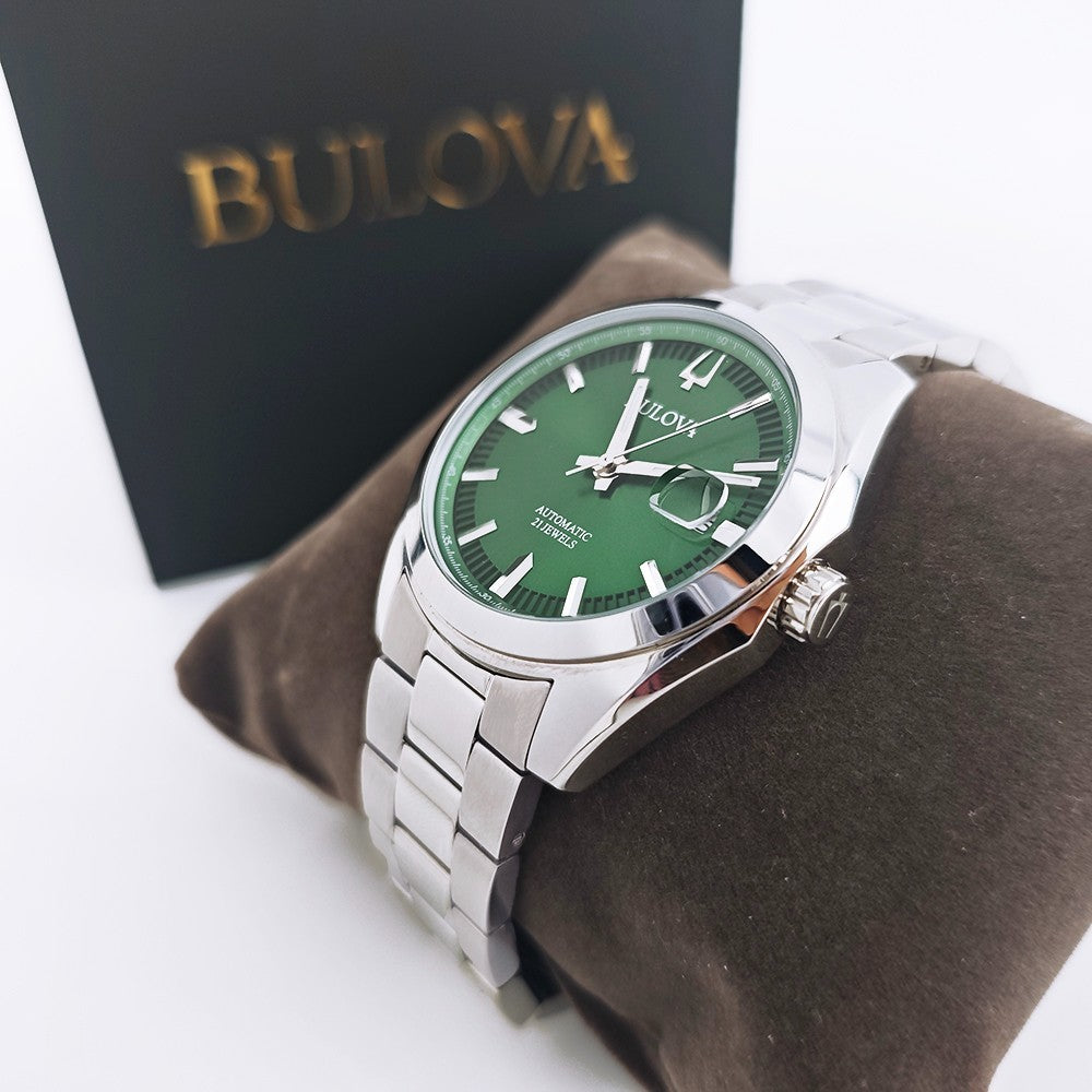 Bulova Surveyor (39mm) 96B429 Green Dial / Stainless Steel Bracelet Men's Watch
